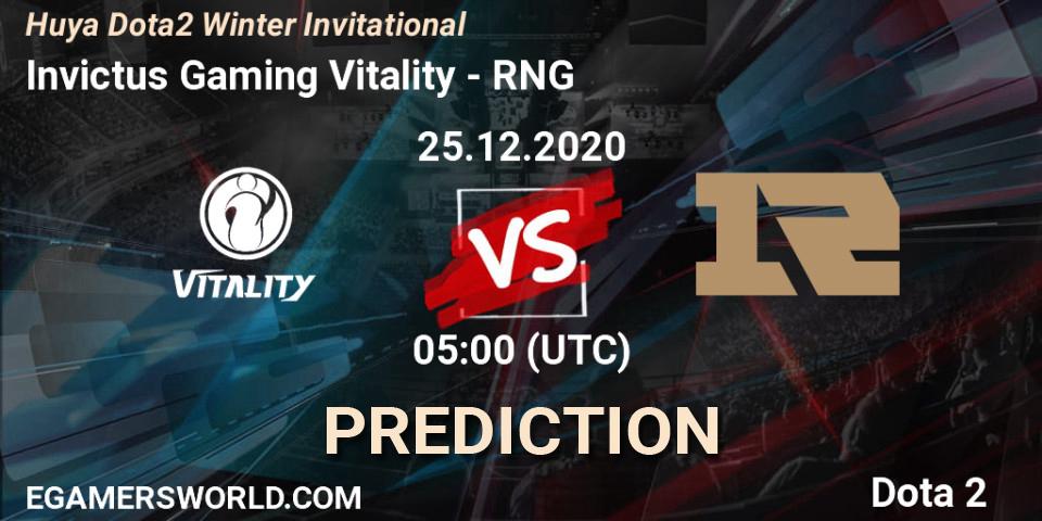 Prognoza Invictus Gaming Vitality - RNG. 25.12.20, Dota 2, Huya Dota2 Winter Invitational