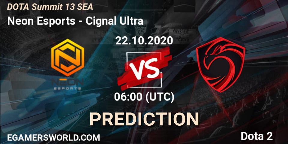 Prognoza Neon Esports - Cignal Ultra. 22.10.2020 at 06:03, Dota 2, DOTA Summit 13: SEA