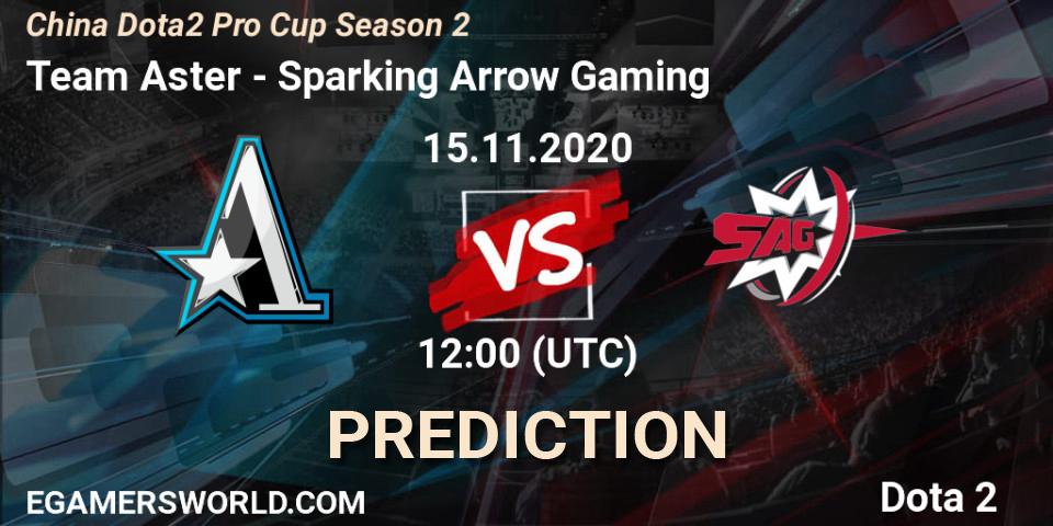 Prognoza Team Aster - Sparking Arrow Gaming. 15.11.2020 at 10:50, Dota 2, China Dota2 Pro Cup Season 2
