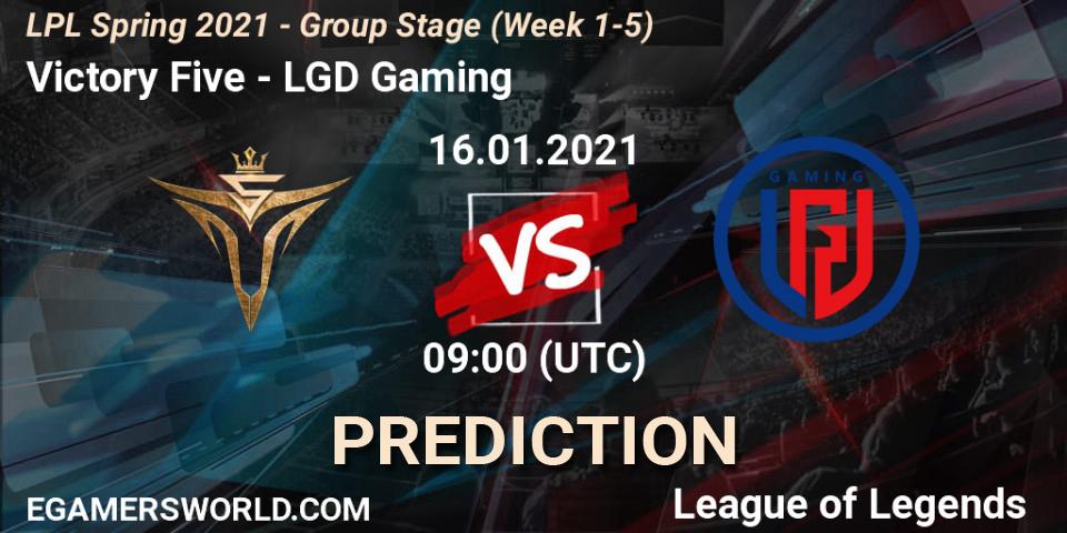 Prognoza Victory Five - LGD Gaming. 16.01.2021 at 09:20, LoL, LPL Spring 2021 - Group Stage (Week 1-5)