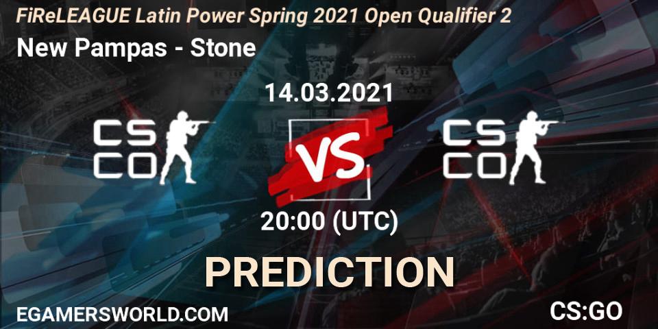 Prognoza New Pampas - Stone Esports. 14.03.2021 at 20:10, Counter-Strike (CS2), FiReLEAGUE Latin Power Spring 2021 Open Qualifier 2