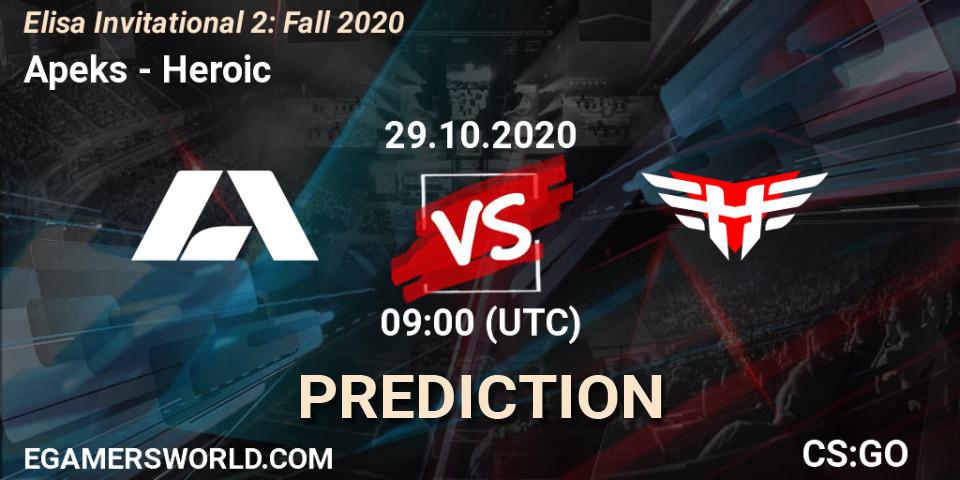 Prognoza Apeks - Heroic. 29.10.2020 at 09:00, Counter-Strike (CS2), Elisa Invitational Fall 2020