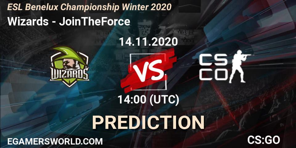 Prognoza Wizards - JoinTheForce. 14.11.2020 at 14:00, Counter-Strike (CS2), ESL Benelux Championship Winter 2020