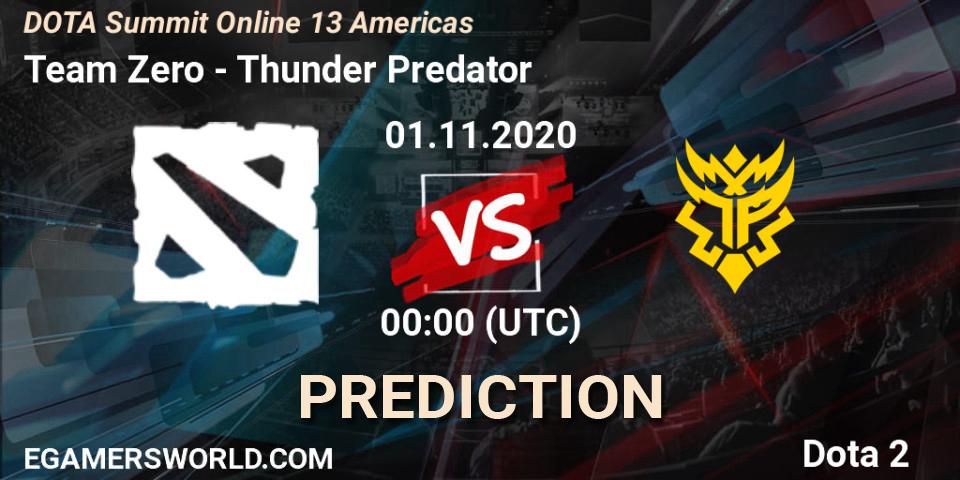 Prognoza Team Zero - Thunder Predator. 01.11.2020 at 01:05, Dota 2, DOTA Summit 13: Americas