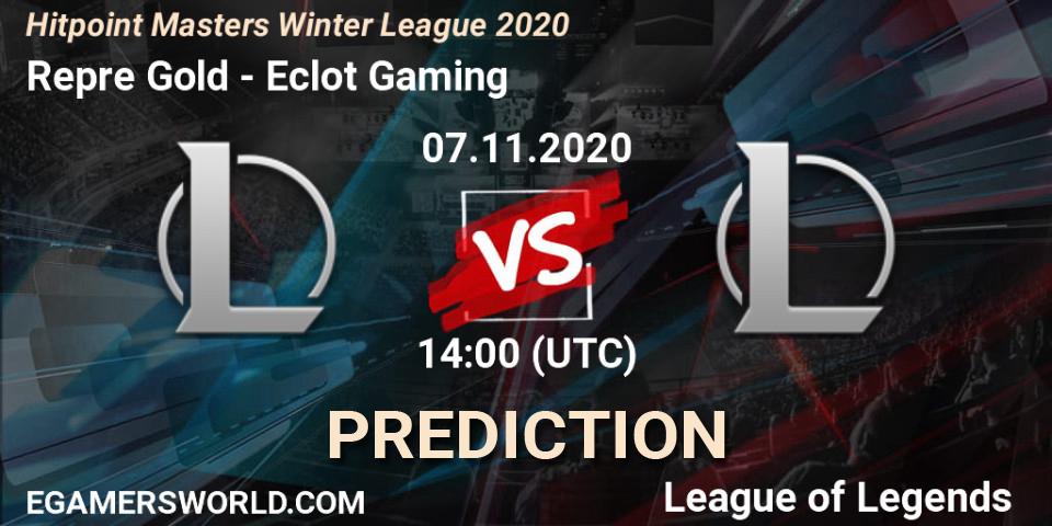Prognoza Repre Gold - Eclot Gaming. 07.11.2020 at 14:00, LoL, Hitpoint Masters Winter League 2020