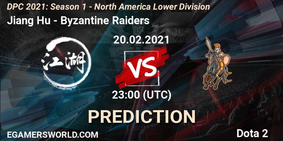 Prognoza Jiang Hu - Byzantine Raiders. 20.02.2021 at 23:00, Dota 2, DPC 2021: Season 1 - North America Lower Division