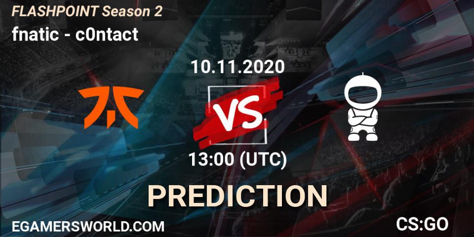 Prognoza fnatic - c0ntact. 11.11.2020 at 16:00, Counter-Strike (CS2), Flashpoint Season 2