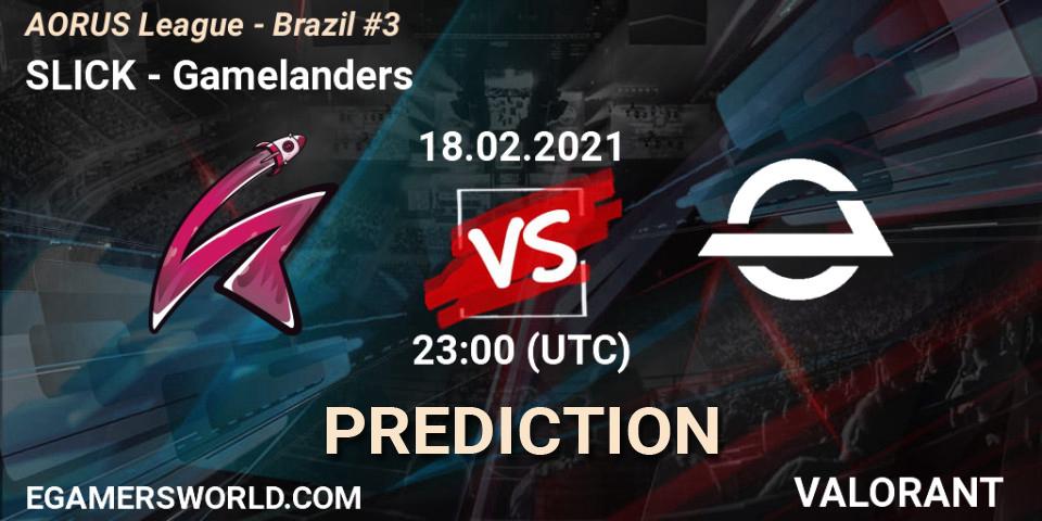 Prognoza SLICK - Gamelanders. 18.02.2021 at 23:00, VALORANT, AORUS League - Brazil #3