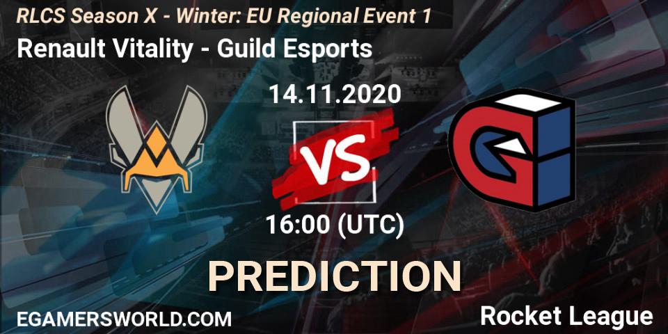 Prognoza Renault Vitality - Guild Esports. 14.11.2020 at 16:00, Rocket League, RLCS Season X - Winter: EU Regional Event 1