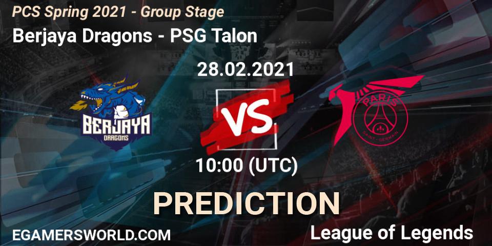 Prognoza Berjaya Dragons - PSG Talon. 28.02.2021 at 10:00, LoL, PCS Spring 2021 - Group Stage