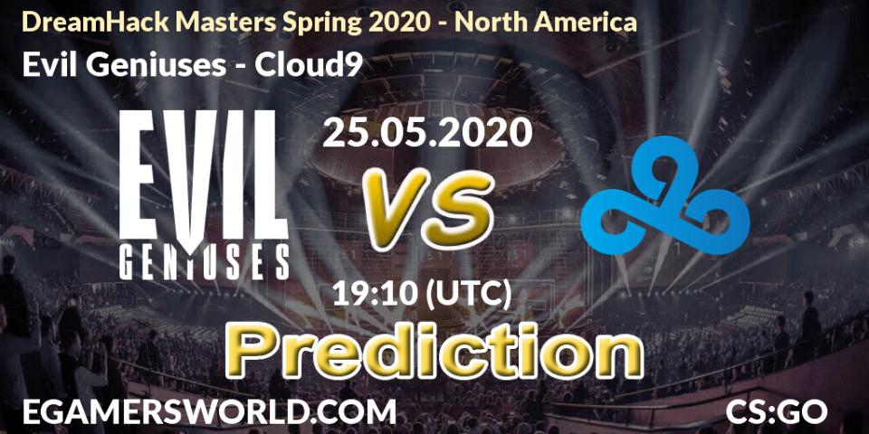 Prognoza Evil Geniuses - Cloud9. 25.05.2020 at 19:20, Counter-Strike (CS2), DreamHack Masters Spring 2020 - North America