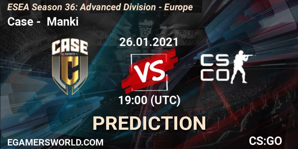 Prognoza Case - Manki. 26.01.2021 at 19:00, Counter-Strike (CS2), ESEA Season 36: Europe - Advanced Division
