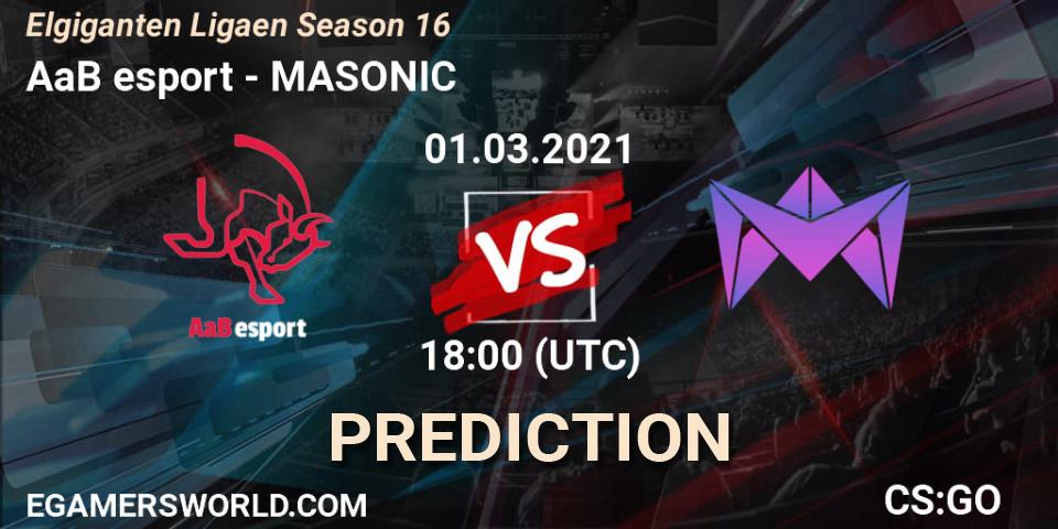 Prognoza AaB esport - MASONIC. 01.03.2021 at 18:00, Counter-Strike (CS2), Elgiganten Ligaen Season 16