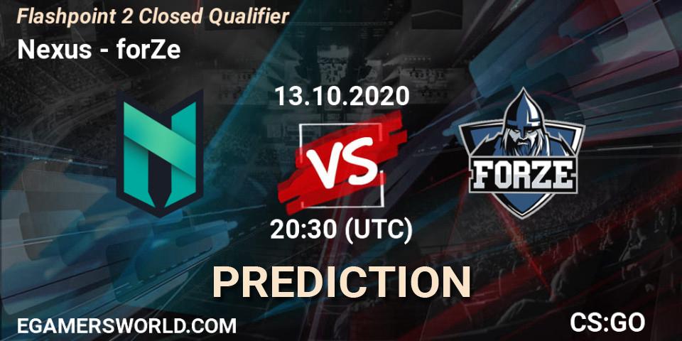 Prognoza Nexus - forZe. 13.10.2020 at 21:00, Counter-Strike (CS2), Flashpoint 2 Closed Qualifier