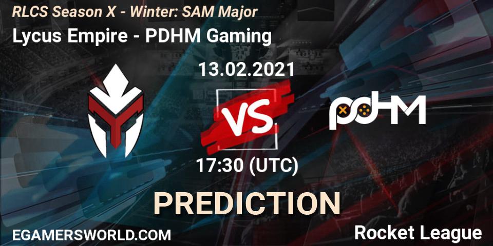 Prognoza Lycus Empire - PDHM Gaming. 13.02.2021 at 17:30, Rocket League, RLCS Season X - Winter: SAM Major