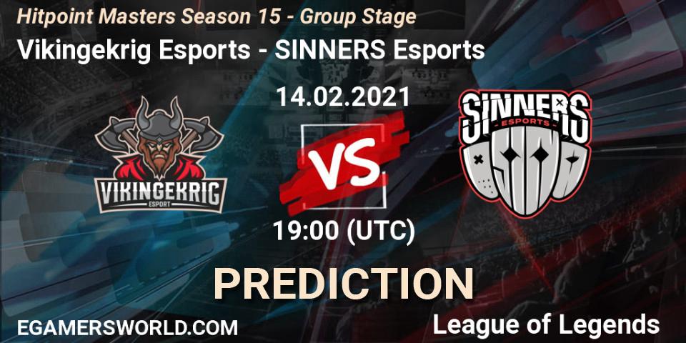 Prognoza Vikingekrig Esports - SINNERS Esports. 14.02.2021 at 20:00, LoL, Hitpoint Masters Season 15 - Group Stage