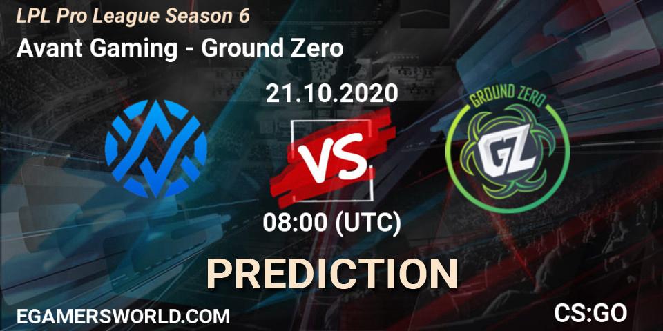 Prognoza Avant Gaming - Ground Zero. 21.10.20, CS2 (CS:GO), LPL Pro League Season 6
