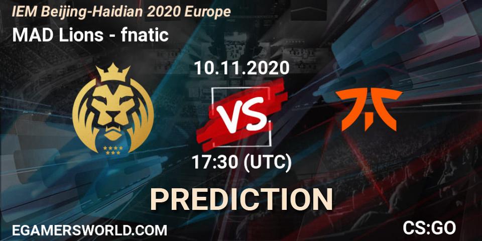 Prognoza MAD Lions - fnatic. 10.11.2020 at 17:30, Counter-Strike (CS2), IEM Beijing-Haidian 2020 Europe
