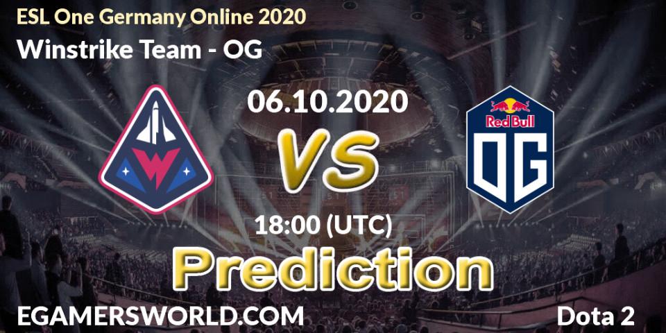 Prognoza Winstrike Team - OG. 06.10.2020 at 18:35, Dota 2, ESL One Germany 2020 Online