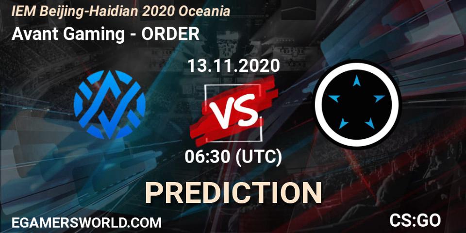 Prognoza Avant Gaming - ORDER. 13.11.20, CS2 (CS:GO), IEM Beijing-Haidian 2020 Oceania