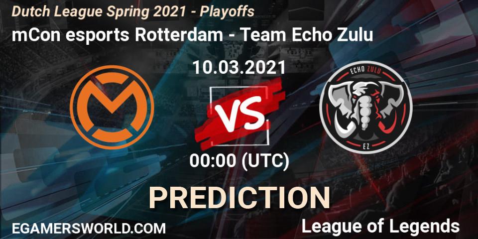 Prognoza mCon esports Rotterdam - Team Echo Zulu. 10.03.2021 at 18:00, LoL, Dutch League Spring 2021 - Playoffs
