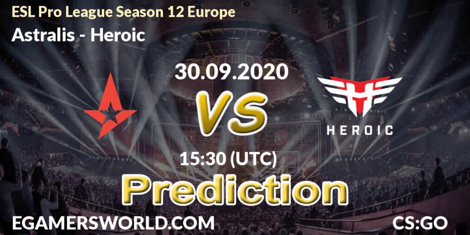 Prognoza Astralis - Heroic. 30.09.2020 at 15:35, Counter-Strike (CS2), ESL Pro League Season 12 Europe