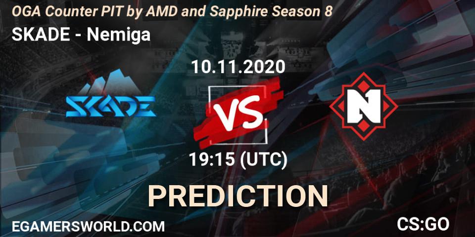 Prognoza SKADE - Nemiga. 10.11.2020 at 19:15, Counter-Strike (CS2), OGA Counter PIT by AMD and Sapphire Season 8