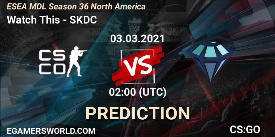 Prognoza Watch This - SKDC. 03.03.2021 at 02:00, Counter-Strike (CS2), MDL ESEA Season 36: North America - Premier Division