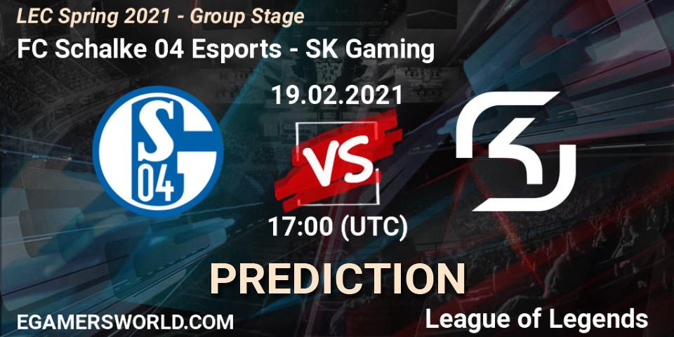 Prognoza FC Schalke 04 Esports - SK Gaming. 19.02.2021 at 17:00, LoL, LEC Spring 2021 - Group Stage