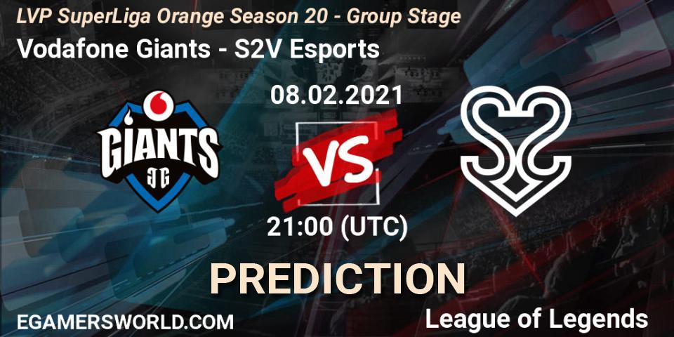 Prognoza Vodafone Giants - S2V Esports. 08.02.2021 at 21:10, LoL, LVP SuperLiga Orange Season 20 - Group Stage