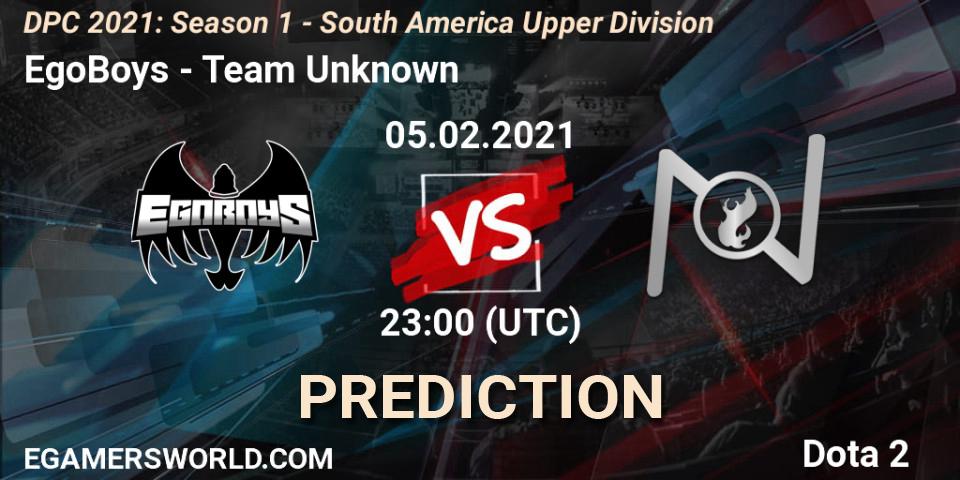 Prognoza EgoBoys - Team Unknown. 05.02.2021 at 23:01, Dota 2, DPC 2021: Season 1 - South America Upper Division