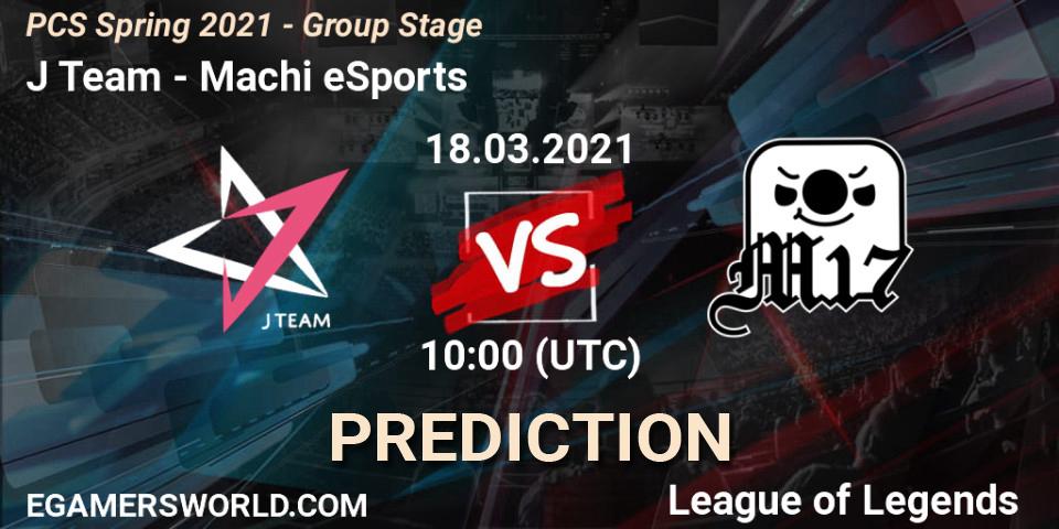 Prognoza J Team - Machi eSports. 18.03.2021 at 10:00, LoL, PCS Spring 2021 - Group Stage