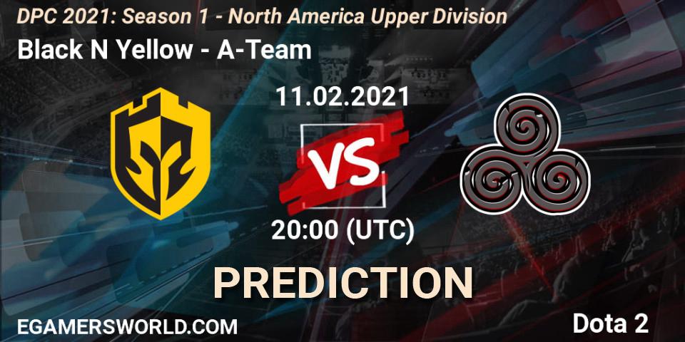 Prognoza Black N Yellow - A-Team. 11.02.2021 at 20:00, Dota 2, DPC 2021: Season 1 - North America Upper Division
