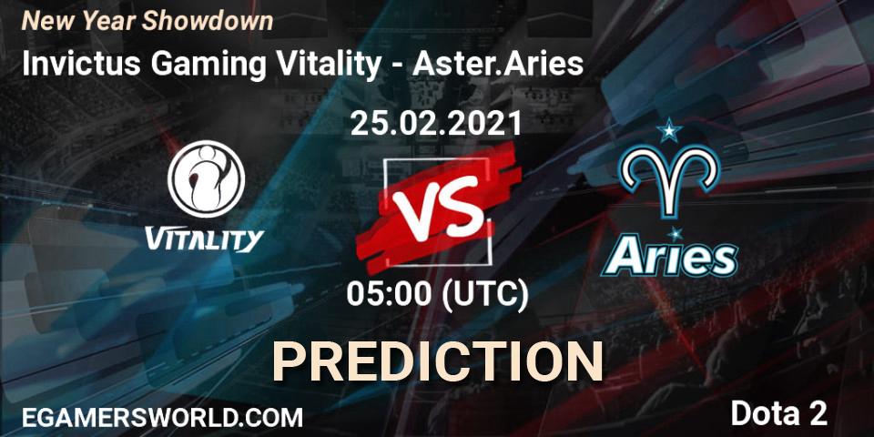 Prognoza Invictus Gaming Vitality - Aster.Aries. 25.02.2021 at 05:03, Dota 2, New Year Showdown