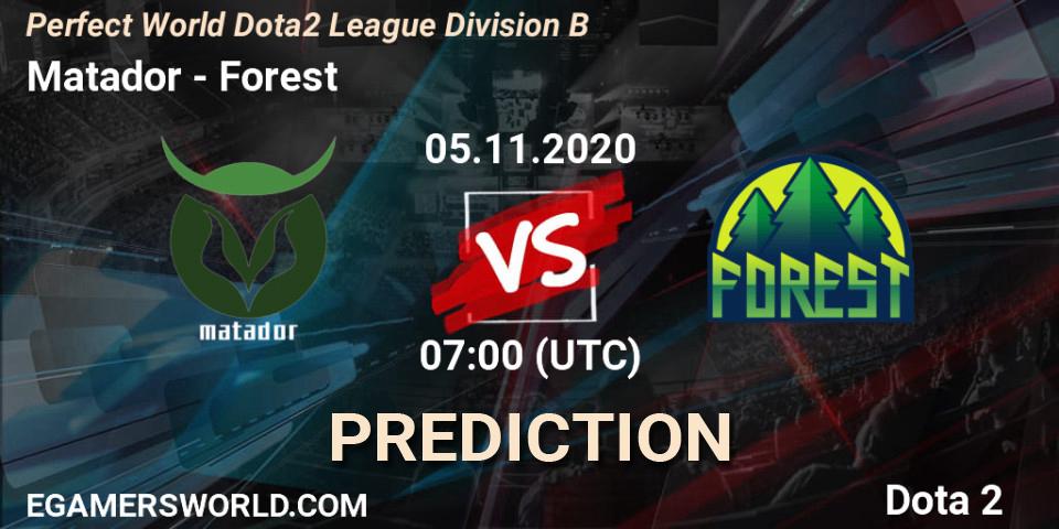 Prognoza Matador - Forest. 05.11.2020 at 07:04, Dota 2, Perfect World Dota2 League Division B