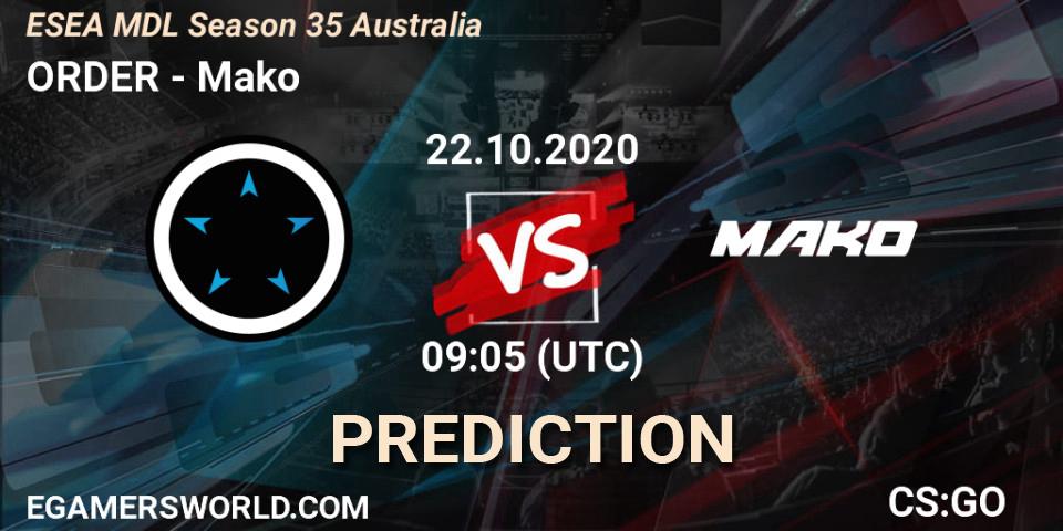 Prognoza ORDER - Mako. 22.10.2020 at 09:05, Counter-Strike (CS2), ESEA MDL Season 35 Australia