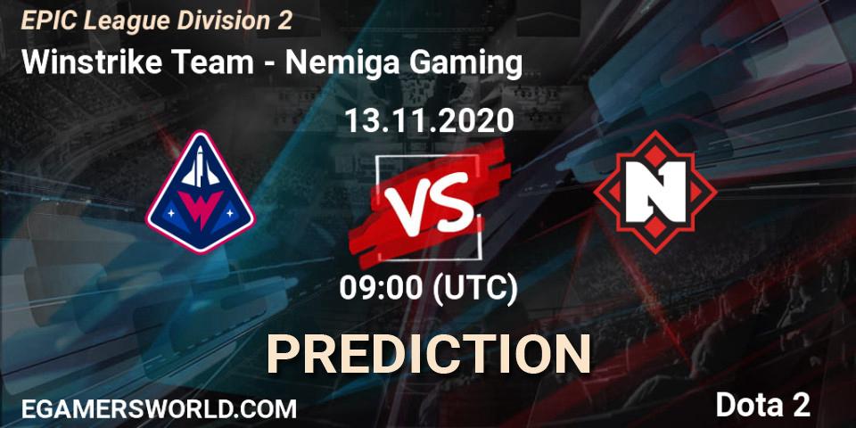 Prognoza Winstrike Team - Nemiga Gaming. 13.11.2020 at 09:00, Dota 2, EPIC League Division 2