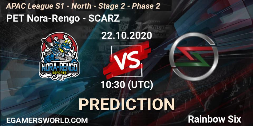Prognoza PET Nora-Rengo - SCARZ. 22.10.2020 at 10:30, Rainbow Six, APAC League S1 - North - Stage 2 - Phase 2