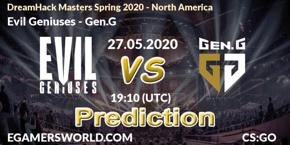 Prognoza Evil Geniuses - Gen.G. 27.05.2020 at 19:10, Counter-Strike (CS2), DreamHack Masters Spring 2020 - North America