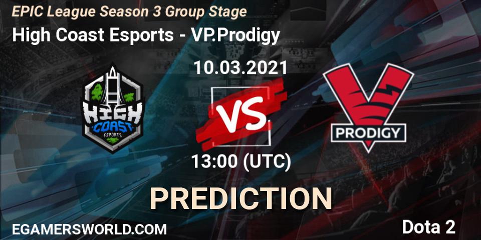 Prognoza High Coast Esports - VP.Prodigy. 10.03.2021 at 13:01, Dota 2, EPIC League Season 3 Group Stage
