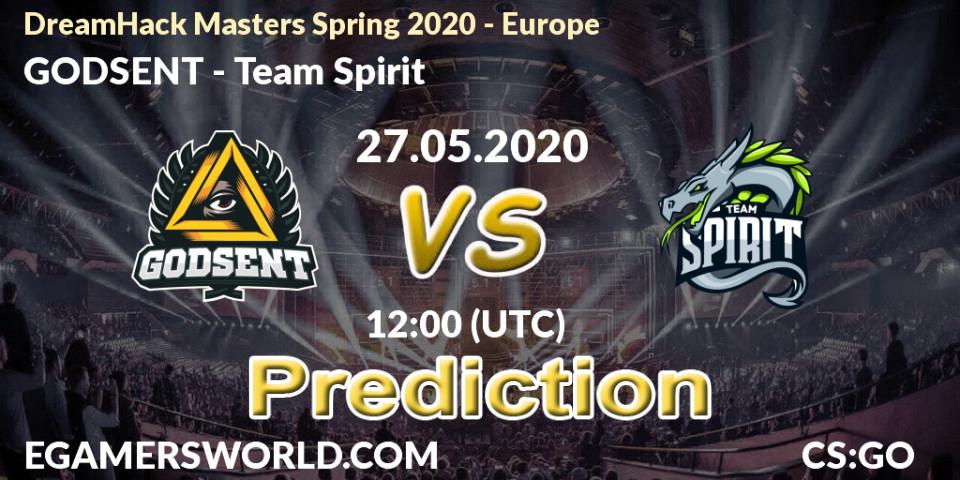 Prognoza GODSENT - Team Spirit. 30.05.2020 at 15:30, Counter-Strike (CS2), DreamHack Masters Spring 2020 - Europe