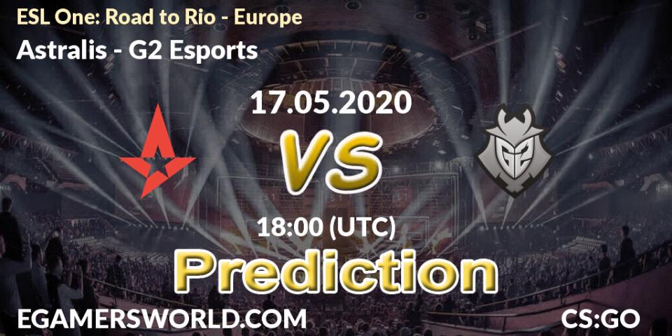 Prognoza Astralis - G2 Esports. 17.05.2020 at 18:00, Counter-Strike (CS2), ESL One: Road to Rio - Europe