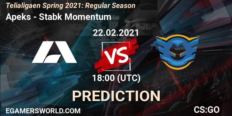 Prognoza Apeks - Stabæk Momentum. 22.02.2021 at 18:00, Counter-Strike (CS2), Telialigaen Spring 2021: Regular Season