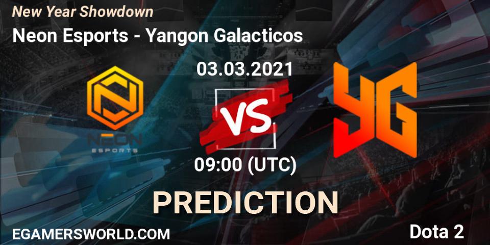 Prognoza Neon Esports - Yangon Galacticos. 03.03.2021 at 09:24, Dota 2, New Year Showdown