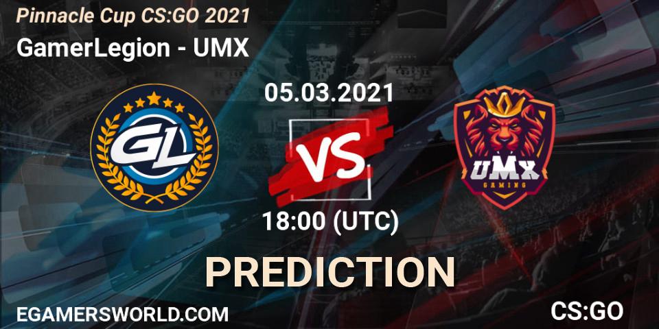 Prognoza GamerLegion - UMX. 05.03.2021 at 18:00, Counter-Strike (CS2), Pinnacle Cup #1