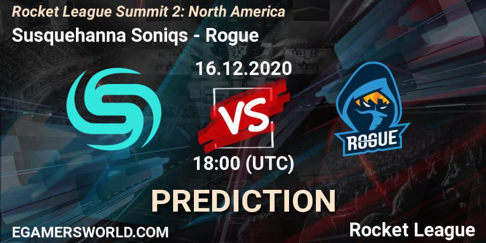 Prognoza Susquehanna Soniqs - Rogue. 16.12.2020 at 18:00, Rocket League, Rocket League Summit 2: North America