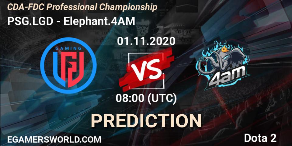 Prognoza PSG.LGD - Elephant.4AM. 01.11.2020 at 08:06, Dota 2, CDA-FDC Professional Championship