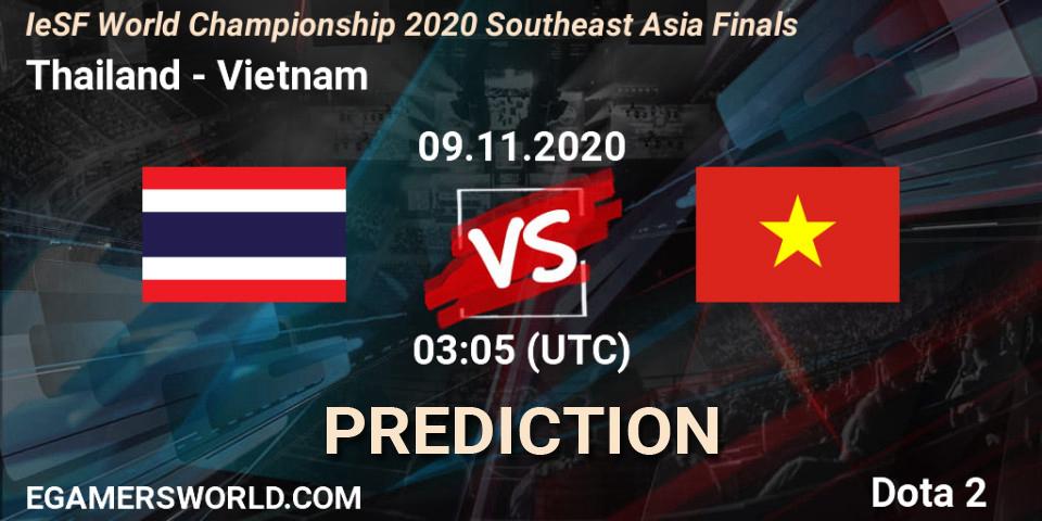Prognoza Thailand - Vietnam. 09.11.2020 at 03:20, Dota 2, IeSF World Championship 2020 Southeast Asia Finals