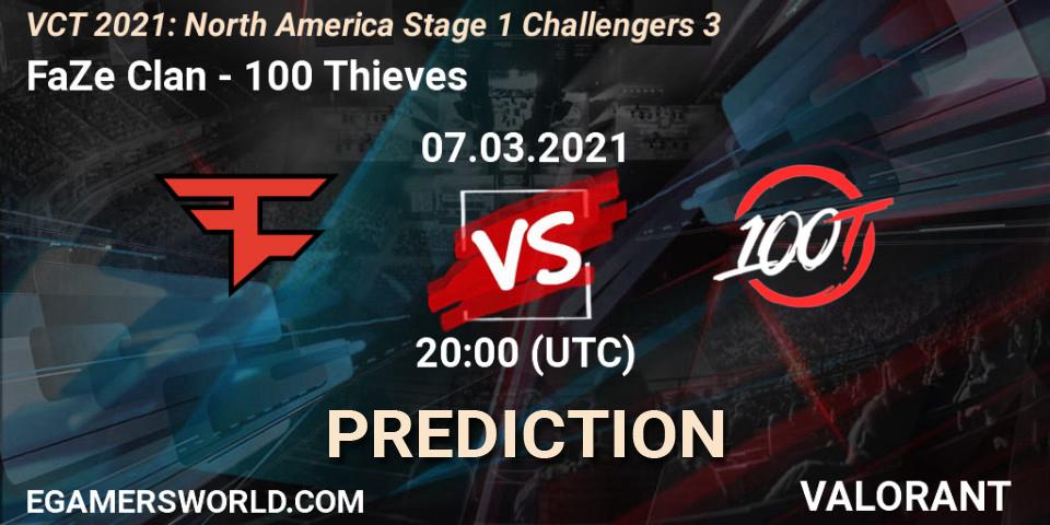 Prognoza FaZe Clan - 100 Thieves. 07.03.2021 at 20:00, VALORANT, VCT 2021: North America Stage 1 Challengers 3