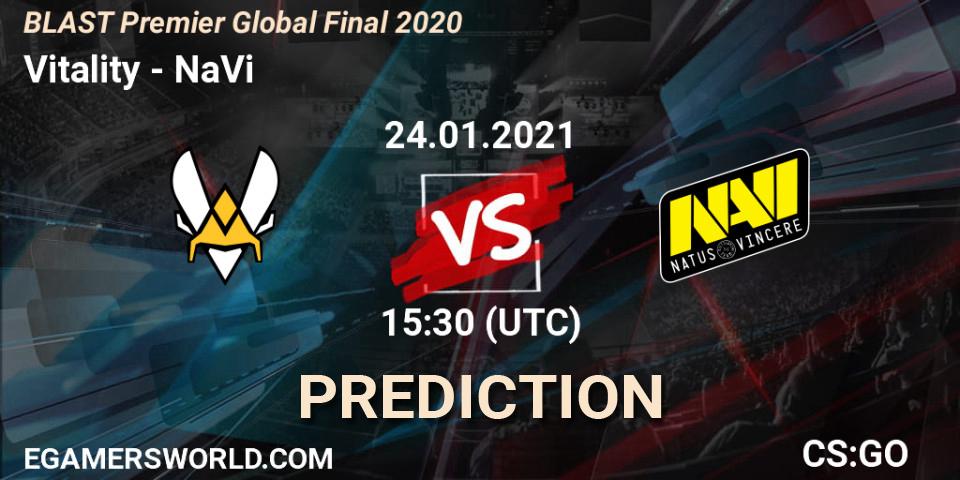 Prognoza Vitality - NaVi. 24.01.2021 at 15:30, Counter-Strike (CS2), BLAST Premier Global Final 2020